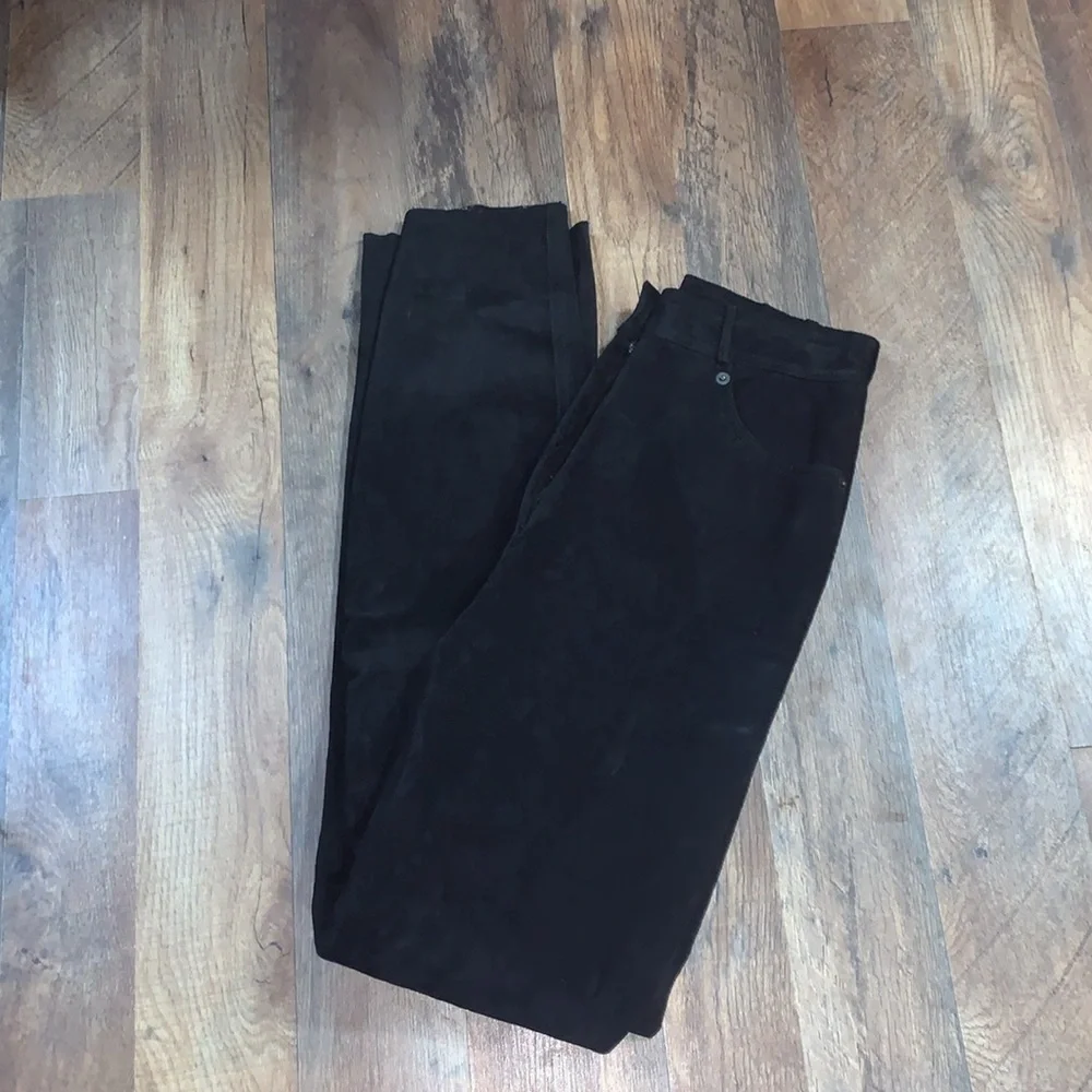 Vintage Black Suede 100 % Leather Pants Woman’s 5 Pocket Style Size 0/2 XS/Small - Picture 10 of 16